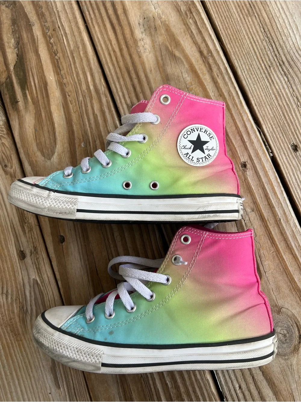 Converse Kids High Top Sneakers - Pink, Teal, Lime Gradient